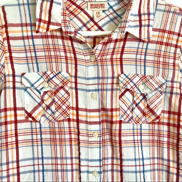 Mossimo | White Plaid Button Down Top - Picture 2 of 7